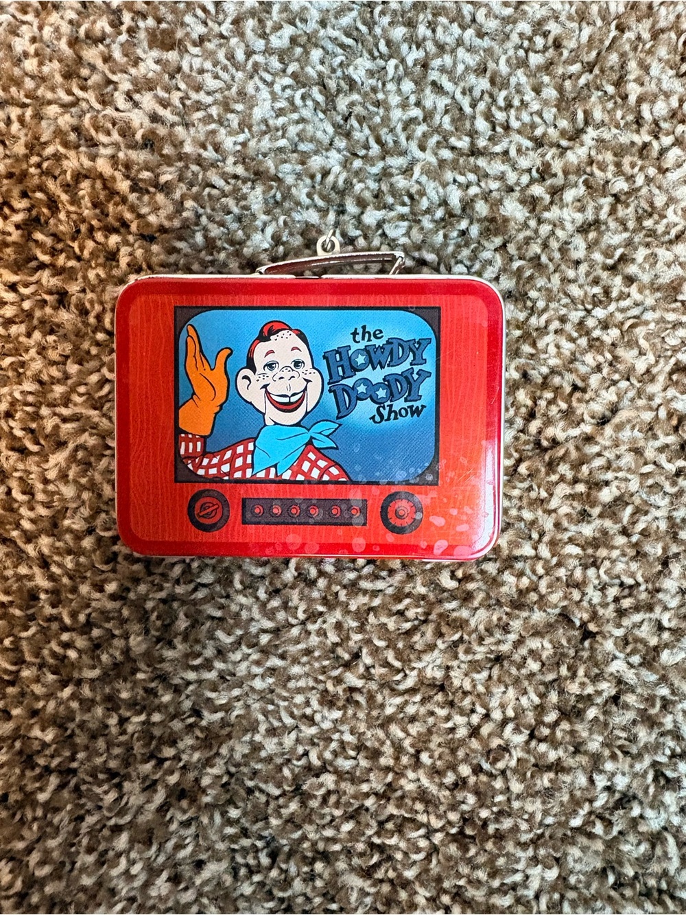 The Howdy Doody Show Red Metal Collectible Lunchbox with Thermos Ornament